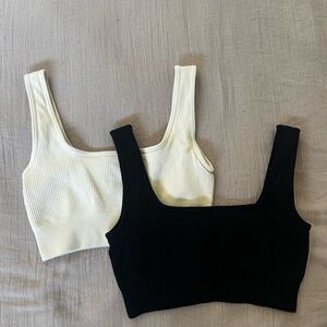 QQQ Women's Ribbed Tank Top - Black and Cream